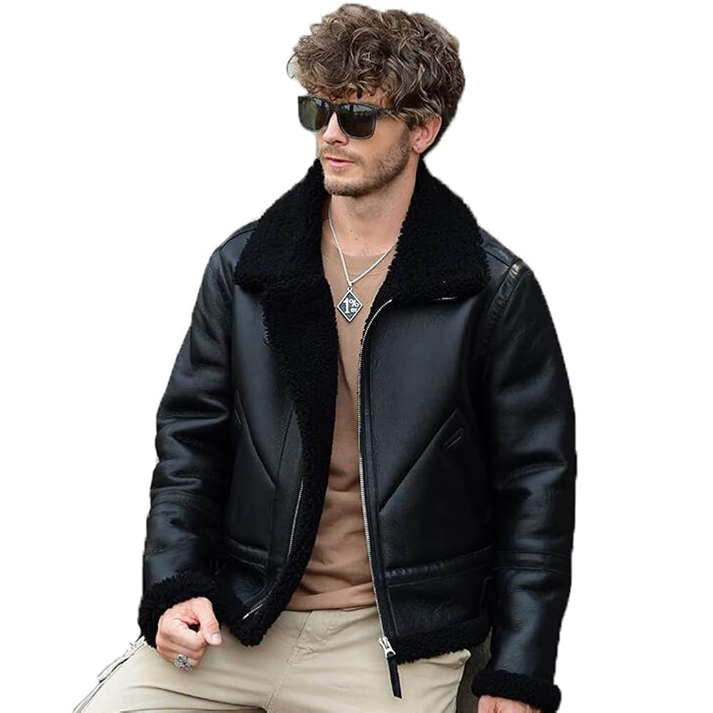 MASSINIムートンファージャケット　ブラック Mouton Short Jacket（2204415018